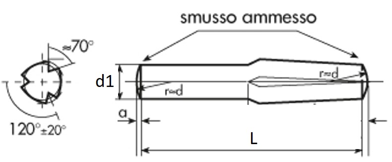 Spina Piena C/Intagli Longitud DIN 7589