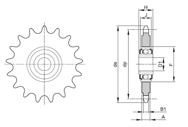 Pignoni completi di cuscinetto